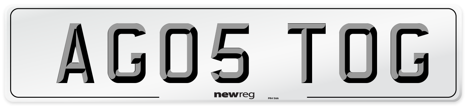 AG05 TOG Number Plate from New Reg
